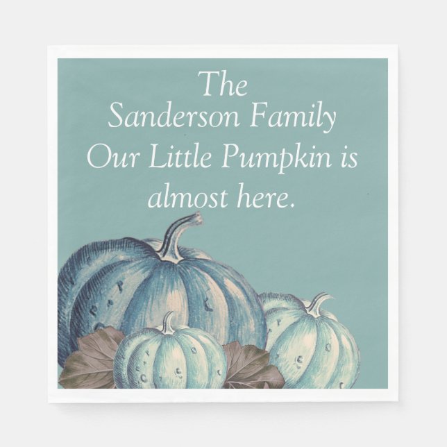  Blue Pumpkin Baby Shower Napkins (Front)