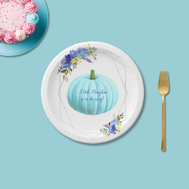 Blue Pumpkin Baby Shower Paper Plates (Creator Uploaded)