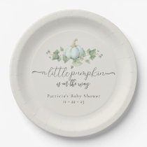 Blue Pumpkin Baby Shower Paper Plates