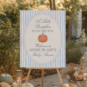 Blue Pumpkin Baby Shower Party Sign