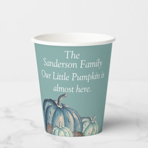 Blue Pumpkin Baby Shower Personalized  Paper Cups