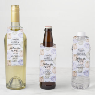 Blue Pumpkin Baby Shower Pop It Bottle Hanger Tag