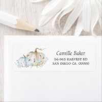 Blue Pumpkin Baby Shower Return Address Label