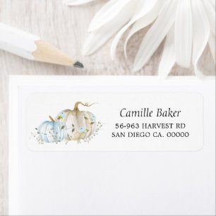 Blue Pumpkin Baby Shower Return Address Label