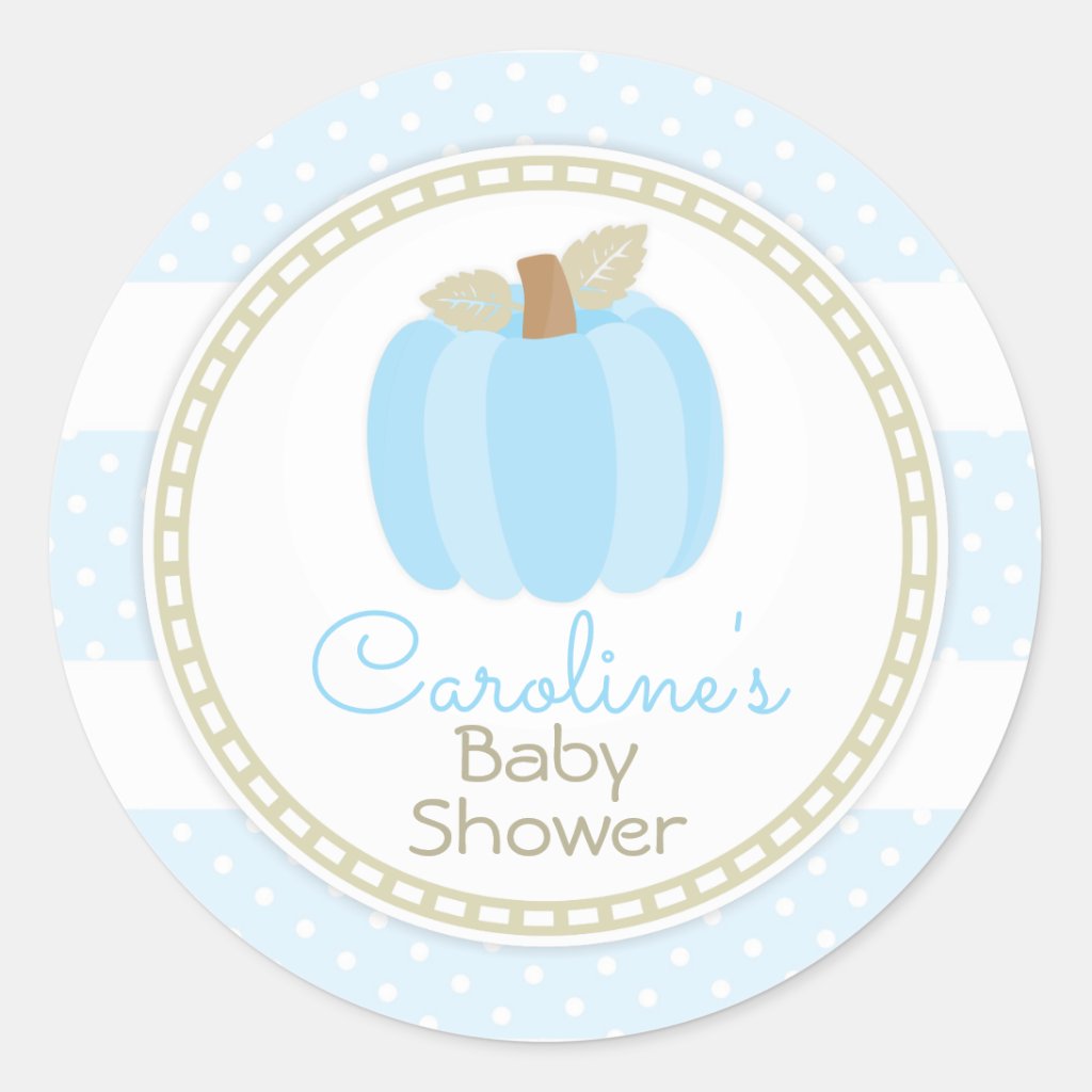Blue Pumpkin Baby Shower Round Sticker