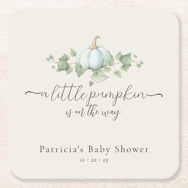 Blue Pumpkin Baby Shower Square Coasters (Front)