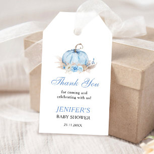 Blue Pumpkin Baby Shower Thank You Gift Tags