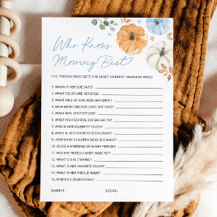 Blue Pumpkin Baby Shower Who Knows Mommy Best Card
