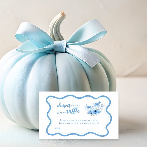 Blue Pumpkin Bow Boy Baby Shower Diaper Enclosure Card