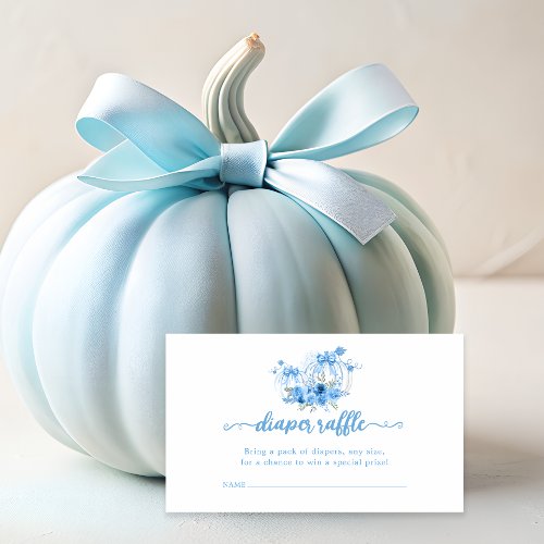 Blue Pumpkin Bow Fall Baby Shower Diaper Raffle Enclosure Card