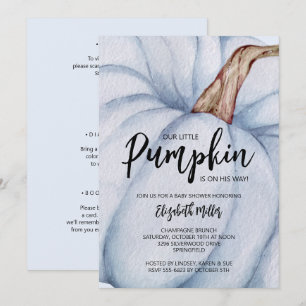Blue Pumpkin Boy Baby Shower All In One Invitation