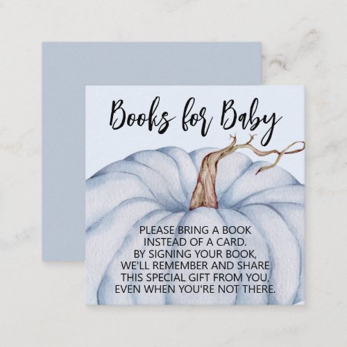 Blue Pumpkin Boy Baby Shower Book Request Enclosure Card