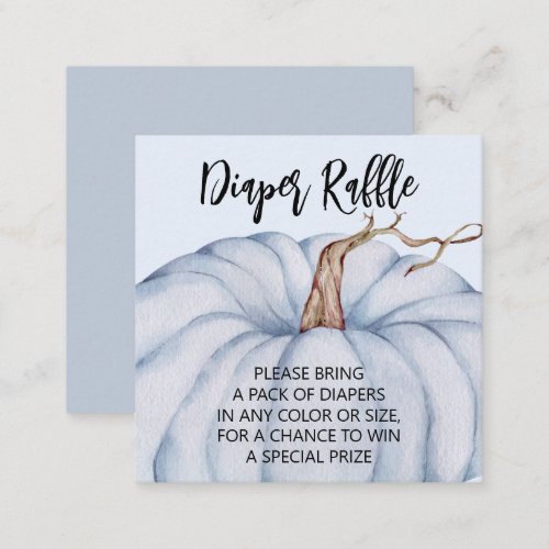 Blue Pumpkin Boy Baby Shower Diaper Raffle Enclosure Card