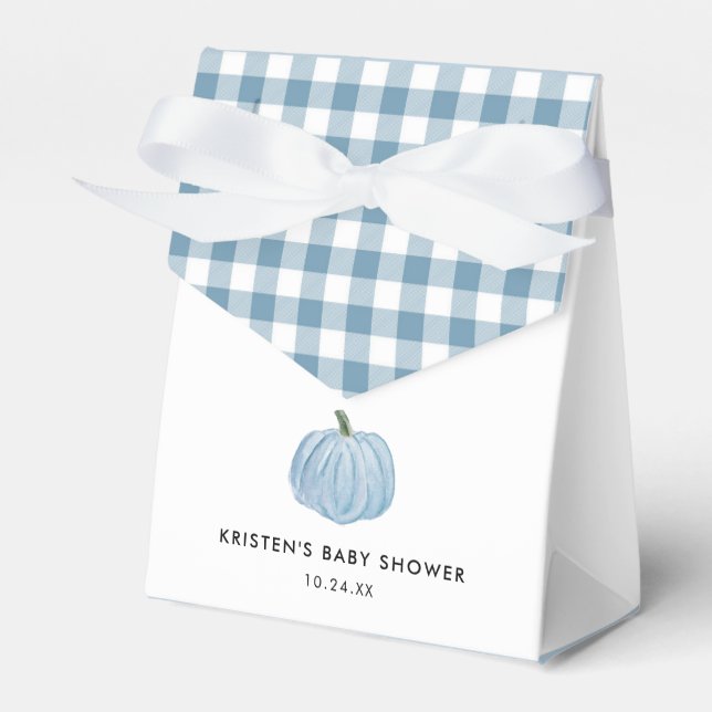 Blue Pumpkin Boy Baby Shower Favor Boxes (Front Side)