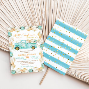 Blue Pumpkin Boy Baby Shower  Invitation