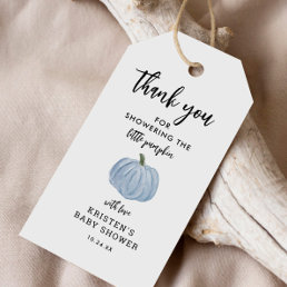 Blue Pumpkin Boy Baby Shower Thank You Gift Tags