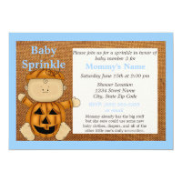 Blue Pumpkin Costume Fall Baby Sprinkle Invitation