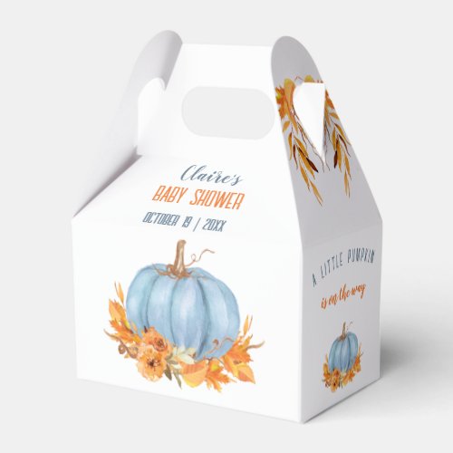 Blue Pumpkin Fall Baby Shower Favor Box