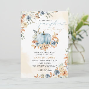 Blue Pumpkin Fall Baby Shower Gender Neutral Invitation