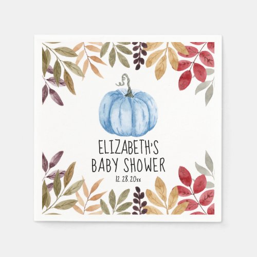 Blue Pumpkin Fall Baby Shower  Napkins
