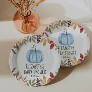 Blue Pumpkin Fall Baby Shower  Napkins Paper Plates