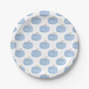 Blue Pumpkin Fall Baby Shower Paper Plates