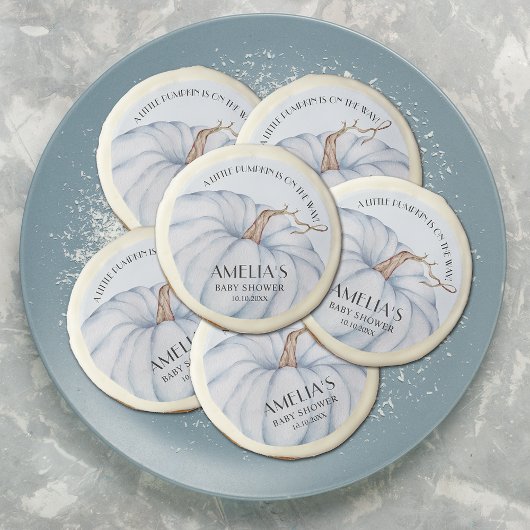 Blue Pumpkin Fall Baby Shower Sugar Cookie