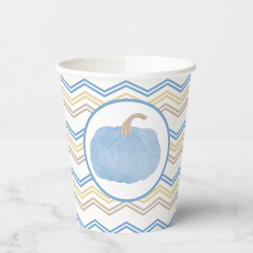 Blue Pumpkin Fall Birthday Party Paper Cups