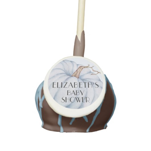 Blue Pumpkin Fall Boy Baby Shower Cake Pops (Front)