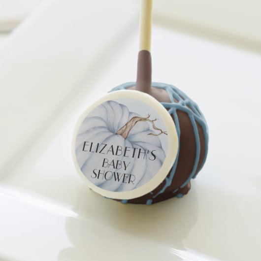 Blue Pumpkin Fall Boy Baby Shower Cake Pops (Front Insitu)