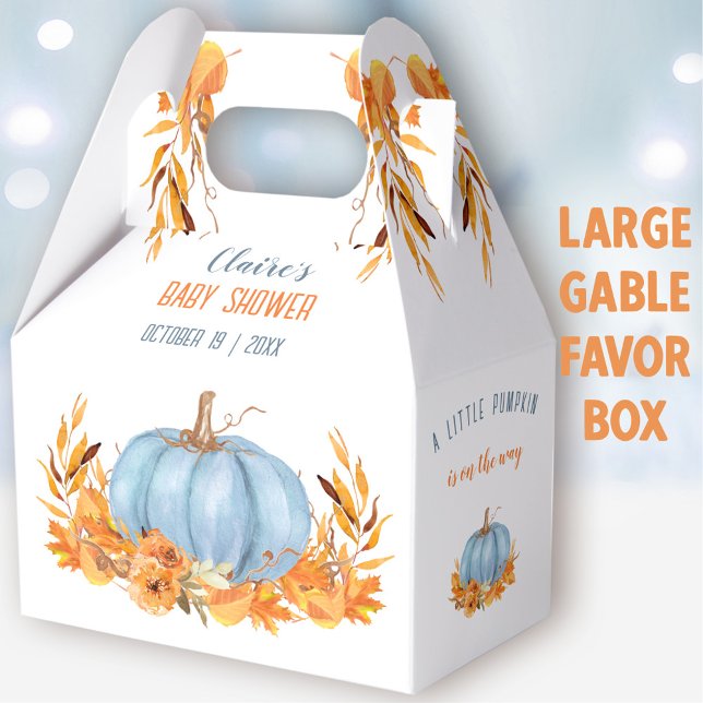 Blue Pumpkin Fall Boy Baby Shower Large Gable Favor Boxes (Blue Pumpkin Large Gable Favor Box - You can choose from 3 sizes of these gable favor boxes
)