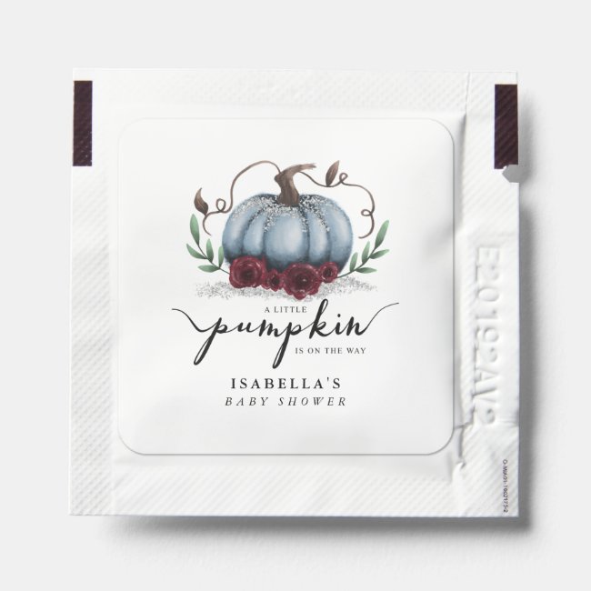 Blue Pumpkin Fall Floral Baby Shower Hand Sanitizer Packet
