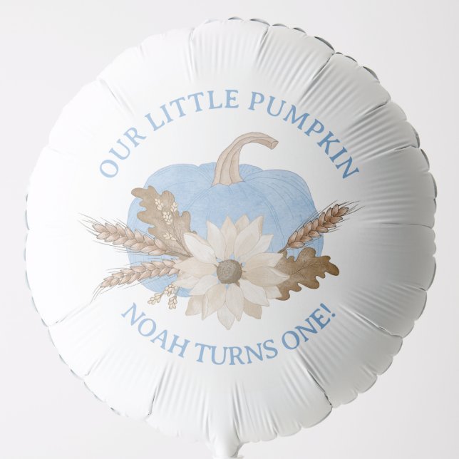 Blue Pumpkin First Birthday Balloon (Front)