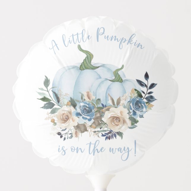 Blue Pumpkin Floral Baby Shower Balloon (Front)