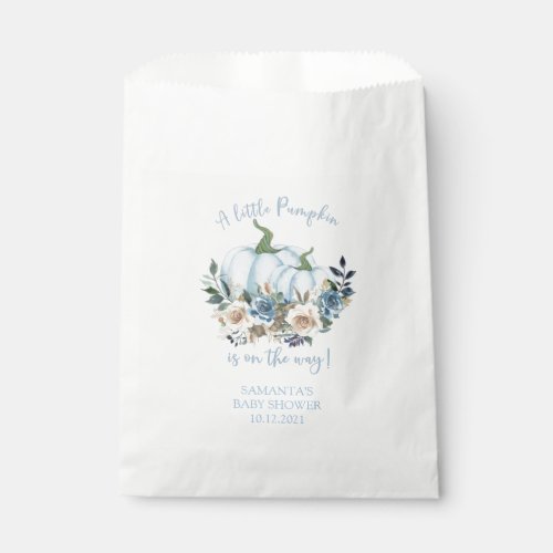 Blue Pumpkin Floral Baby Shower Favor Bag