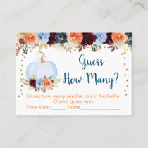 Blue Pumpkin Floral Guess How Many Game Place Card