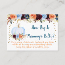 Blue Pumpkin Floral How Big Is Mommy's Belly Place Card