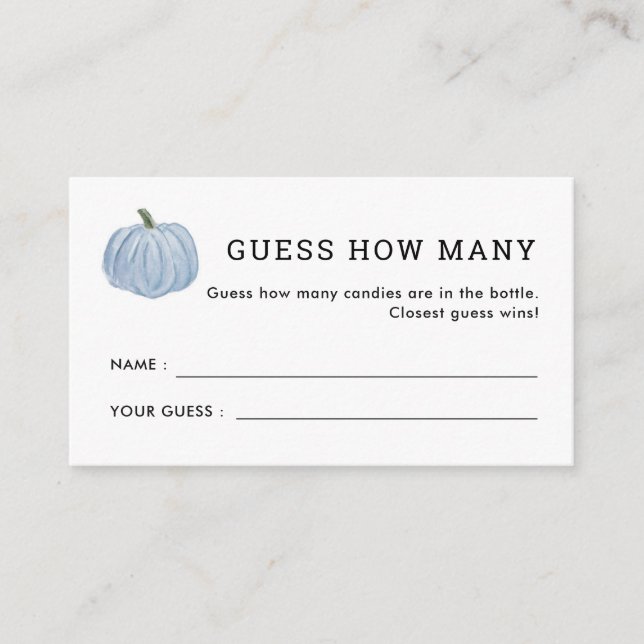 Blue Pumpkin Guess How Many Bridal Shower Game Enclosure Card (Front)