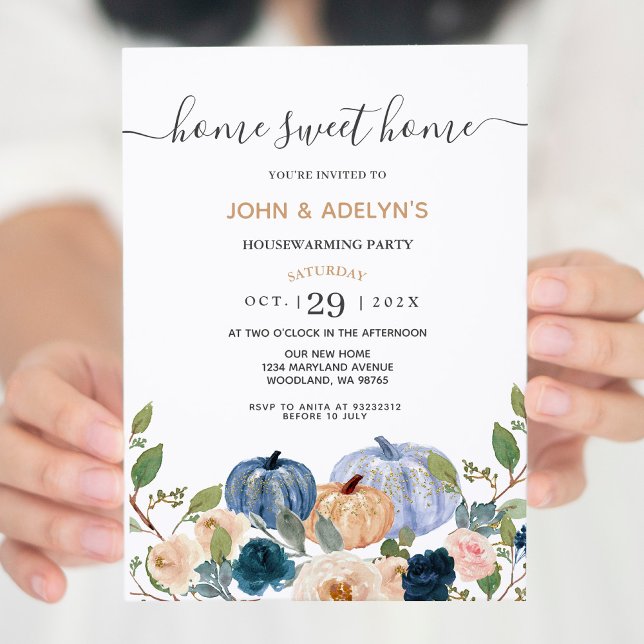 Blue Pumpkin Home Sweet Home House Warming Party Invitation (Creator Uploaded)