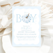 Blue Pumpkin It's a Boy Modern Fall Baby Shower Invitation