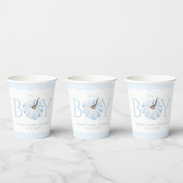 Blue Pumpkin It's a Boy Modern Fall Baby Shower Paper Cups (Multi)