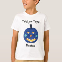 Blue Pumpkin Jack O Lantern Trick or Treat Name