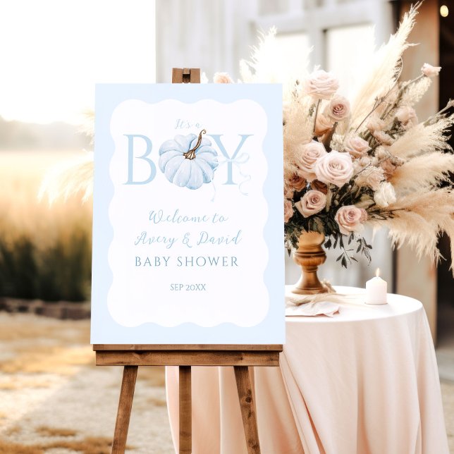 Blue Pumpkin Modern Fall Baby Shower Welcome Foam Board (Creator Uploaded)