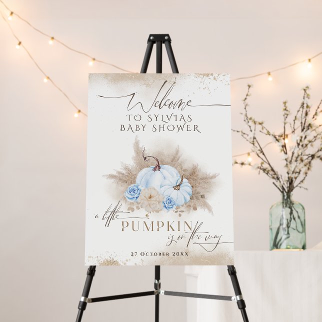 Blue Pumpkin Pampas Welcome Baby Boy Shower  Foam Board (In Situ (Stand))