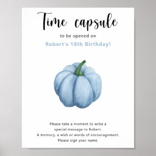 Blue Pumpkin Time Capsule 1st birthday Poster