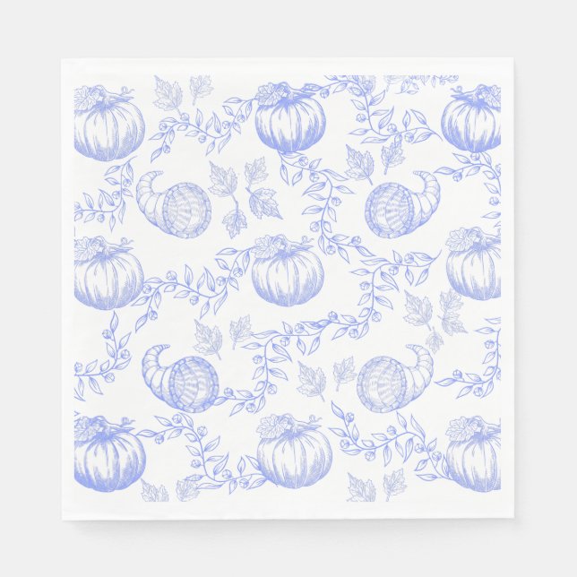 Blue Pumpkin Toile Luncheon Napkin (Front)