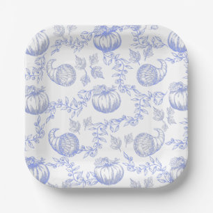 Blue Pumpkin Toile Square Plate 7inch
