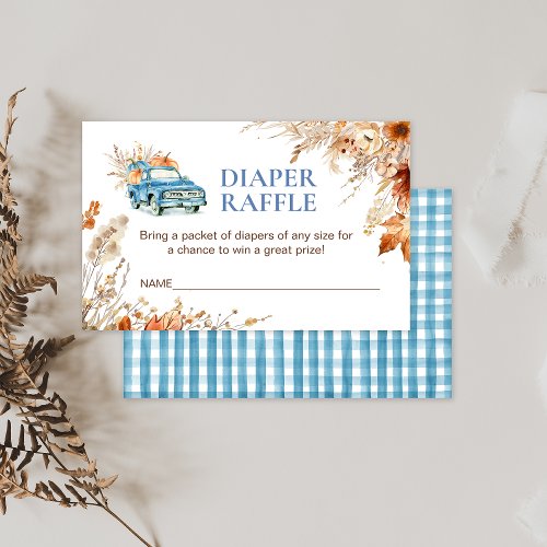 Blue Pumpkin Truck Baby Shower Diaper Raffle Card