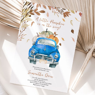 Blue Pumpkin Truck Baby Shower Invitation