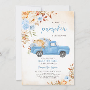 Blue Pumpkin Truck Baby Shower Invitation